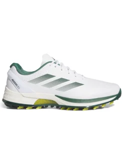 Adidas Adizero ZG Spikeless Golf Shoes - Ftwr White/Collegiate Green/Yellow