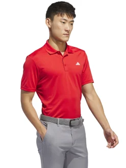 Adidas Core Performance PrimeGreen Polo Shirt - Collegiate Red
