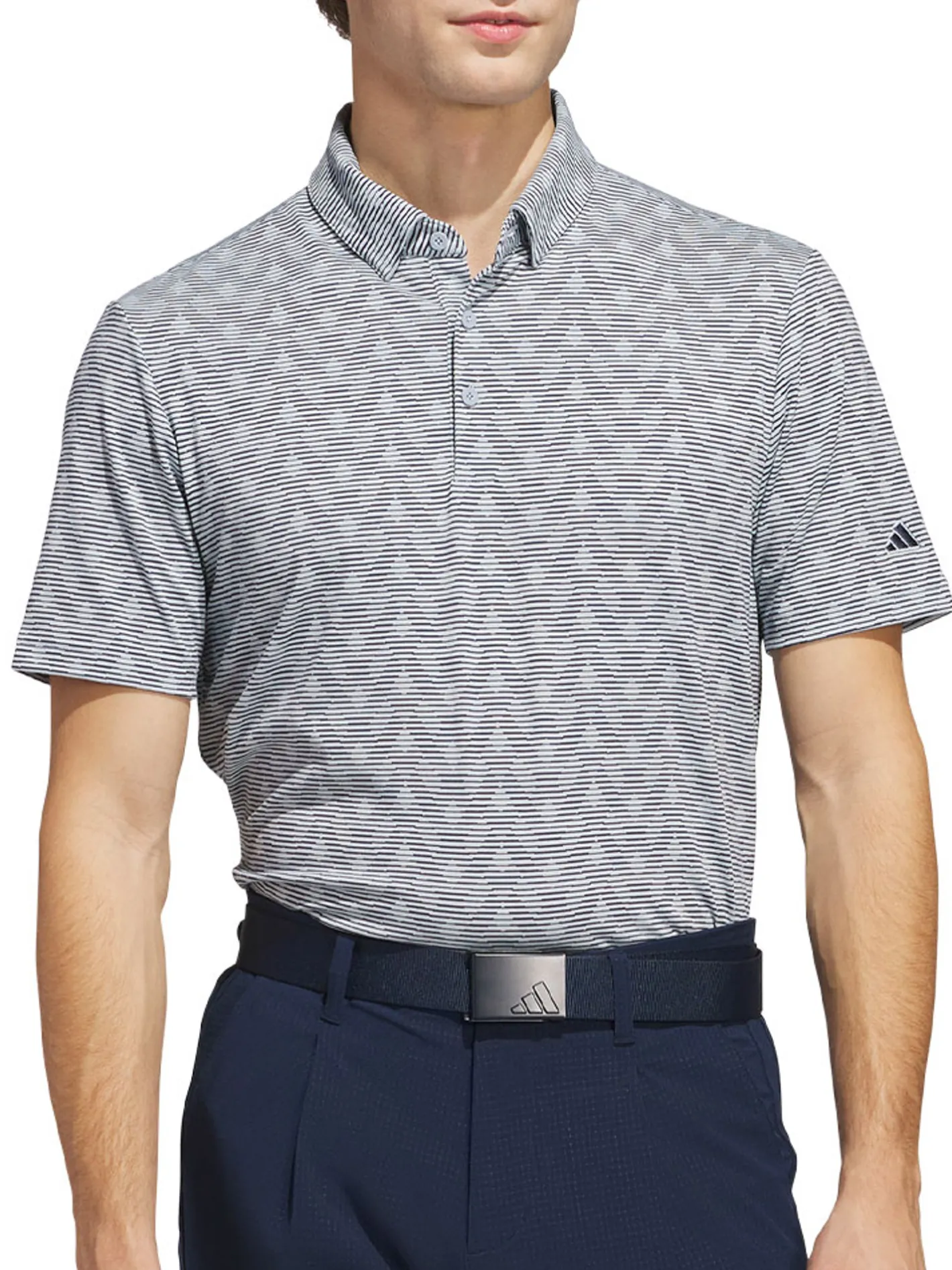 Adidas Go-To Printed Stripe Polo Shirt - Wonder Blue/Collegiate Navy