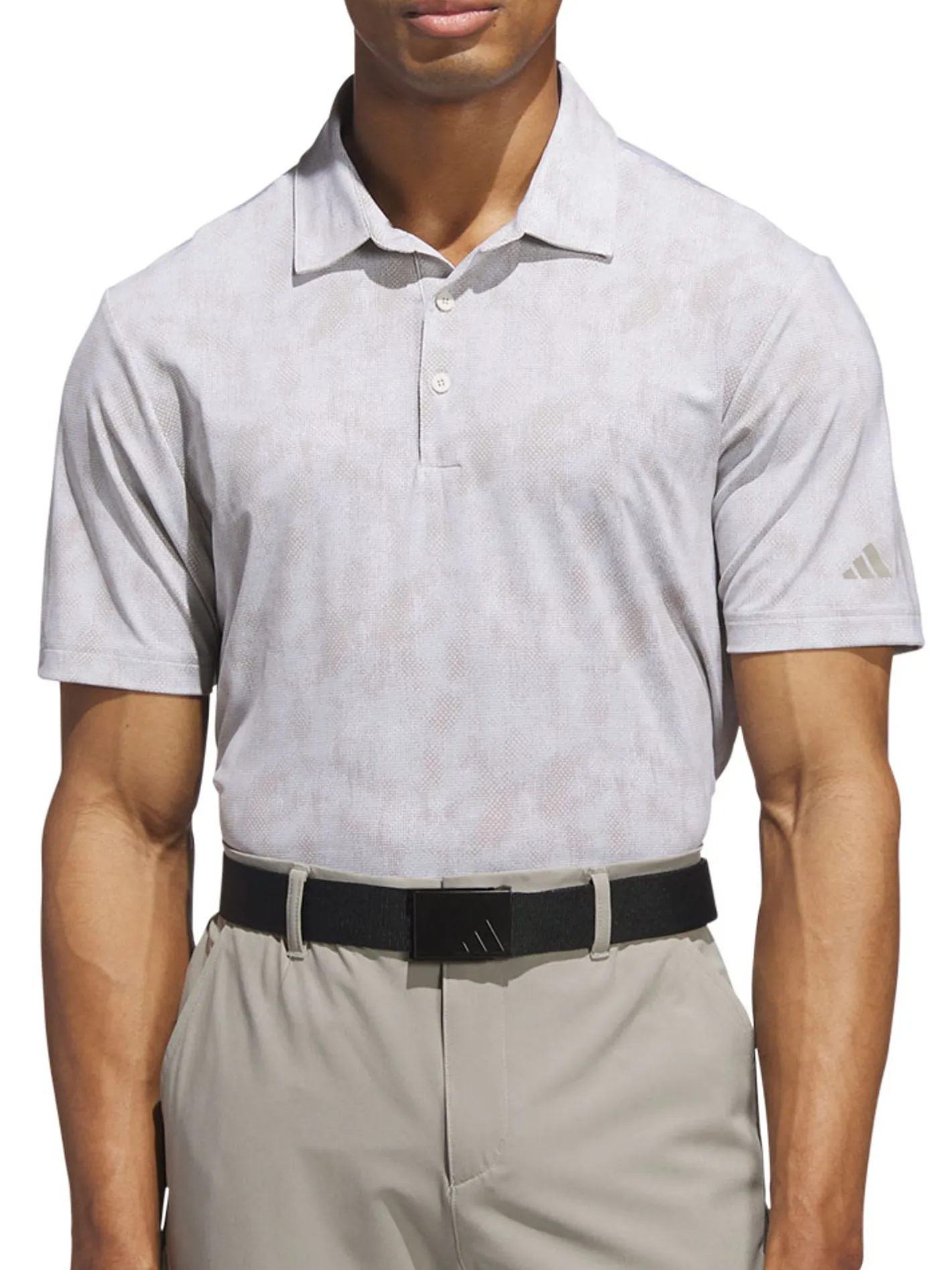 Adidas Ultimate365 Textured Print Polo Shirt - Alumina/Putty Beige