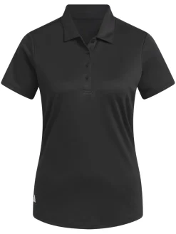 Women Adidas Womens Solid Performance Short Sleeve Polo Shirt - Black