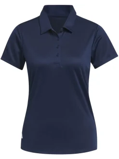 Women Adidas Womens Solid Performance Short Sleeve Polo Shirt - Collegiate Navy
