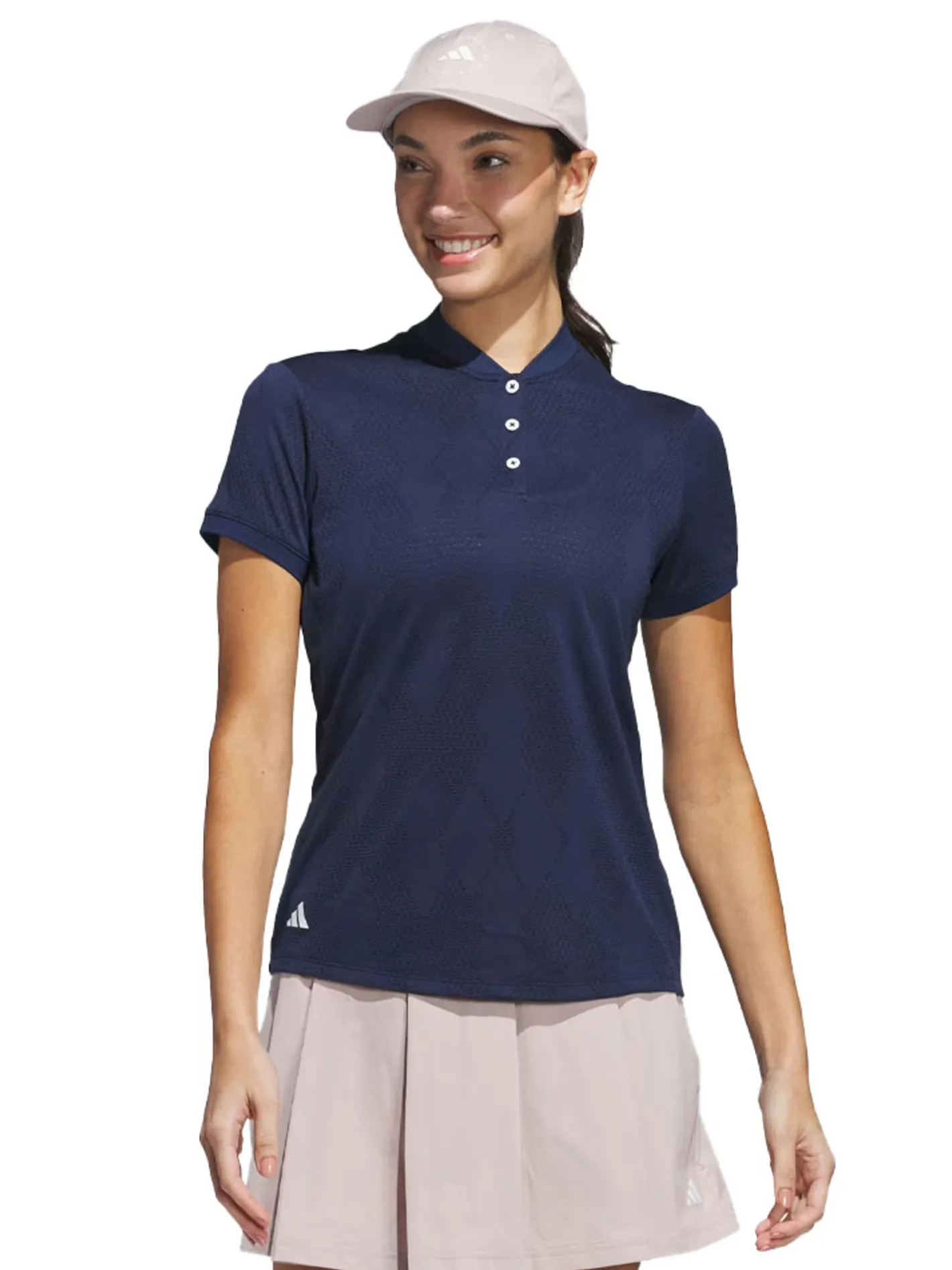 Women Adidas Womens Ultimate365 Diamond Jacquard Polo Shirt - Collegiate Navy