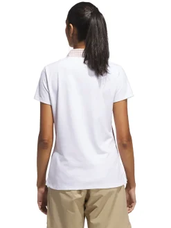 Women Adidas Womens Ultimate365 Gingham Short Sleeve Polo Shirt - White