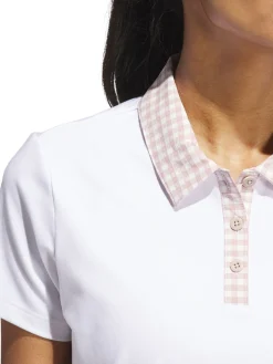 Women Adidas Womens Ultimate365 Gingham Short Sleeve Polo Shirt - White