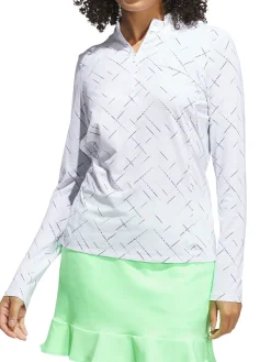 Women Adidas Womens Ultimate365 Printed Quarter-Zip Mock Neck Top - White