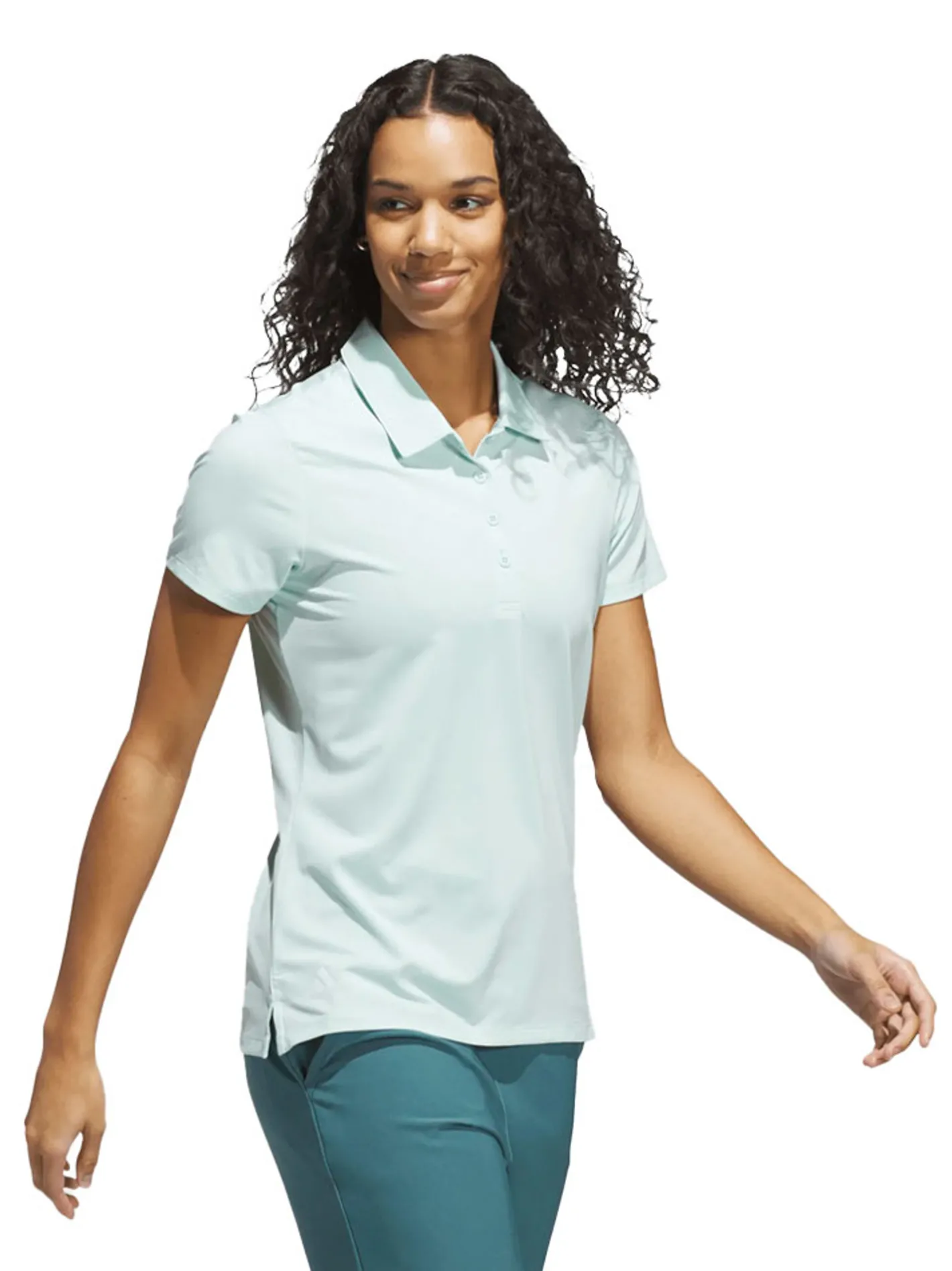 Women Adidas Womens Ultimate365 Solid Short Sleeve Polo Shirt - Semi Flash Aqua