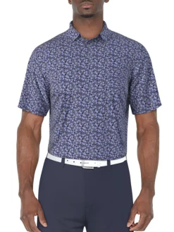 Ben Hogan Mini Floral Printed Polo Shirt - Peacoat