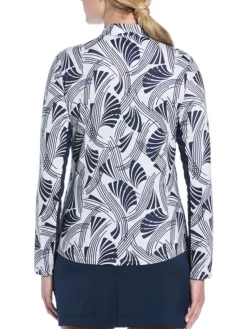 Women Ben Hogan Women's Leaf Print Sun Protection Long Sleeve Top - Bright White