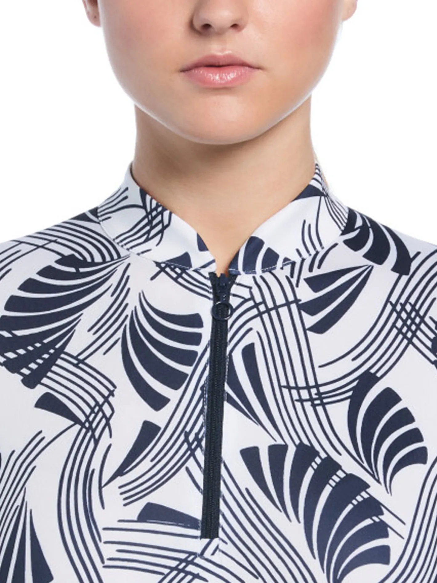 Women Ben Hogan Women's Leaf Print Sun Protection Long Sleeve Top - Bright White