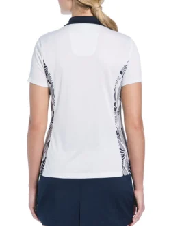 Women Ben Hogan Women's Leaf Print Blocked Polo - Bright White