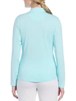 Women Ben Hogan Women's Solid Sun Protection Long Sleeve Top - Waterspout
