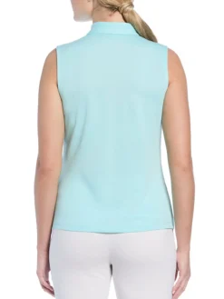 Women Ben Hogan Women's Solid Ventilation Sleeveless Polo - Waterspout