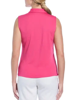 Women Ben Hogan Women's Solid Ventilation Sleeveless Polo - Fuchsia Purple