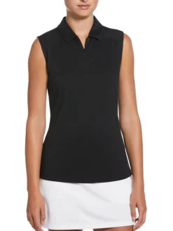 Women Ben Hogan Women's Solid Ventilation Sleeveless Polo - Caviar