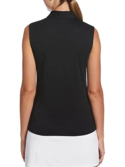 Women Ben Hogan Women's Solid Ventilation Sleeveless Polo - Caviar