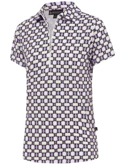 Women Birdee Sport Women's Astra Zipper Short Sleeve Top - White/Lilac
