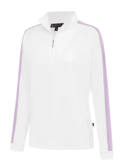 Women Birdee Sport Women's Linda Relax Long Sleeve Top - White/Lilac
