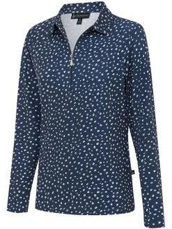Women Birdee Sport Women's Poppy Zipper Long Sleeve Top - Navy