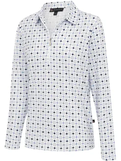 Women Birdee Sport Women's Pyramid Zipper Long Sleeve Top - White/Crystal