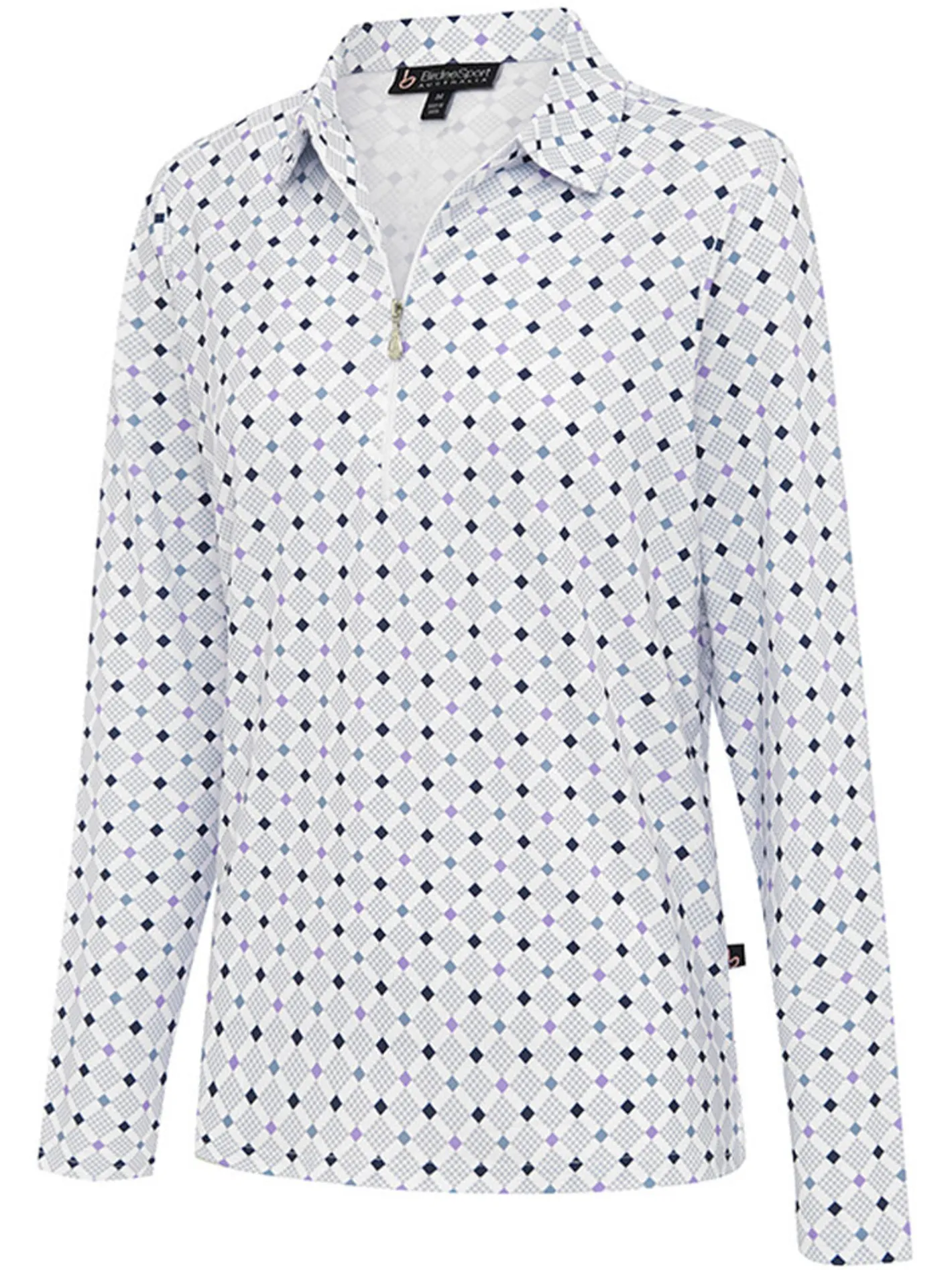 Women Birdee Sport Women's Pyramid Zipper Long Sleeve Top - White/Crystal