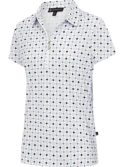 Women Birdee Sport Women's Pyramid Zipper Short Sleeve Top - White/Lilac