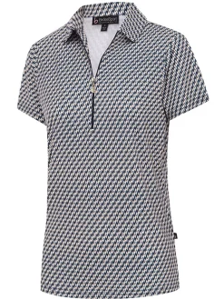 Women Birdee Sport Women's Solitaire Zipper Short Sleeve Top - Navy