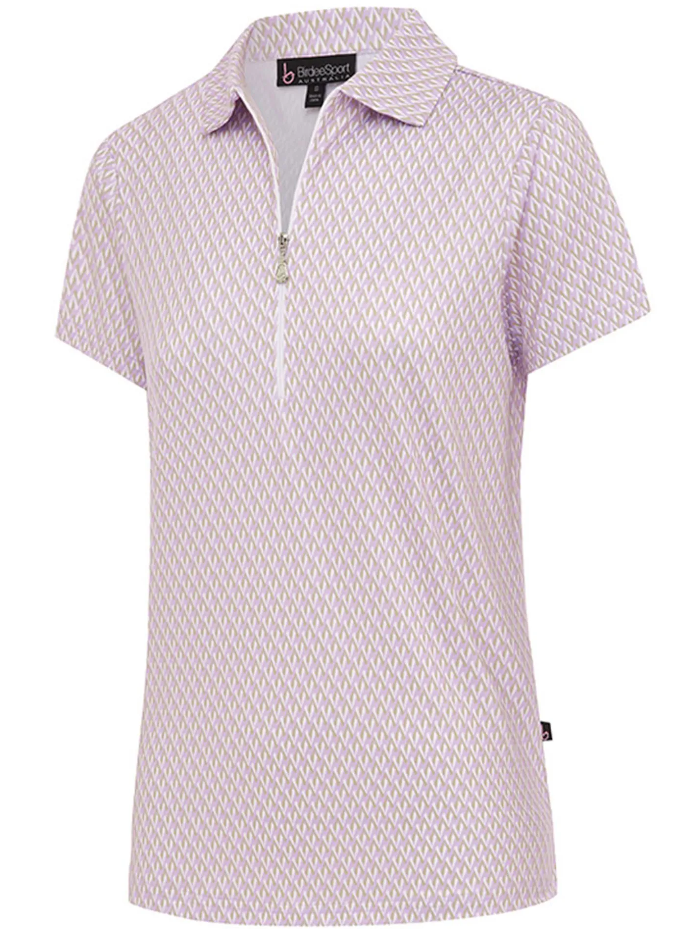 Women Birdee Sport Women's Solitaire Zipper Short Sleeve Top - Lilac