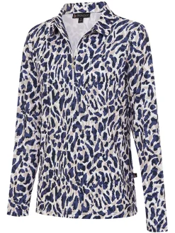 Women Birdee Sport Women's Stellar Zipper Long Sleeve Top - Beige/Blue