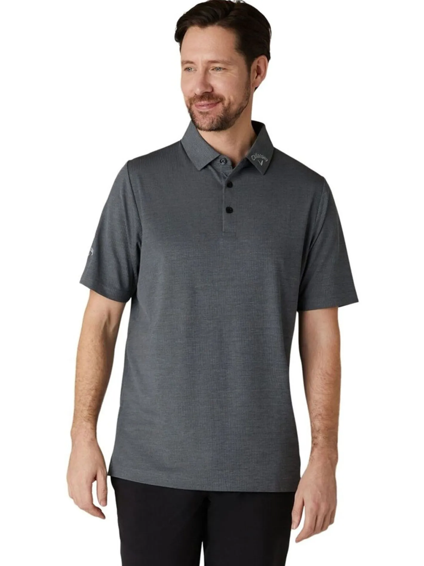 Callaway Ventilated Classic Jacquard Golf Polo - Caviar
