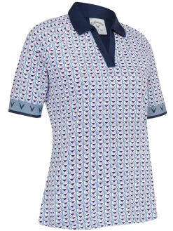 Women Callaway Women's Chev Geo Half Sleeve Polo - Flint Stone
