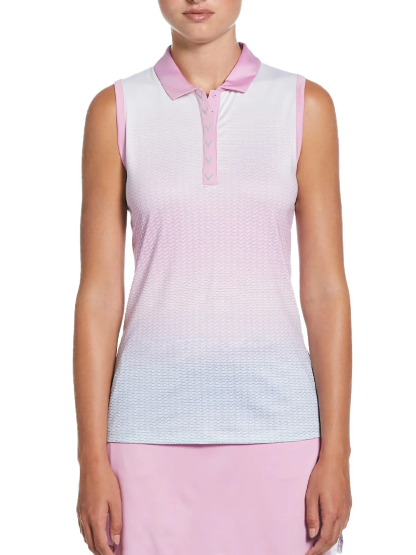 Women Callaway Women's Chev Gradient Sleeveless Polo - Brilliant White