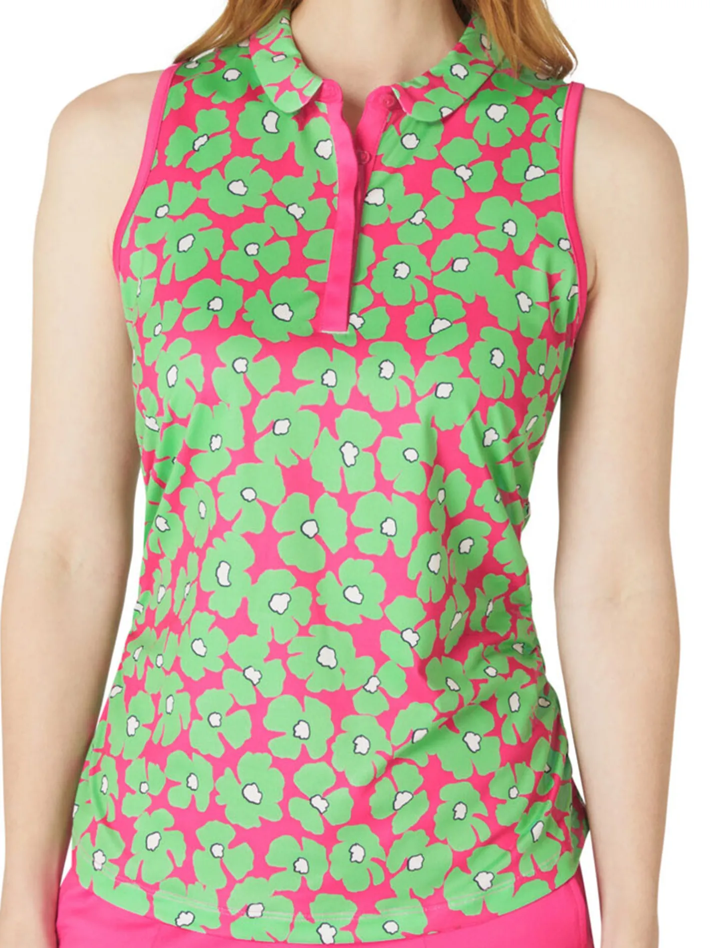 Women Callaway Women's Floral Sleeveless Polo - Cheeky Pink