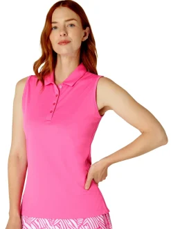 Women Callaway Women's Tournament Sleeveless Polo - Cheeky Pink
