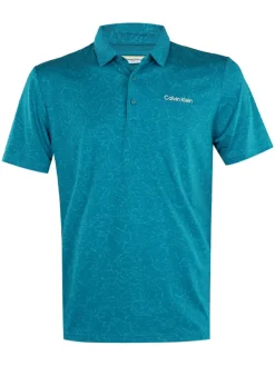 Calvin Klein Abstract Watercolour Printed Polo Shirt - Sea Green