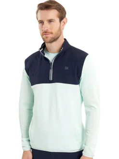 Calvin Klein Atlantic Hybrid Half Zip - Light Jade/Navy