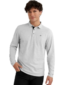 Calvin Klein Bayard Long Sleeve Polo - Silver Marl