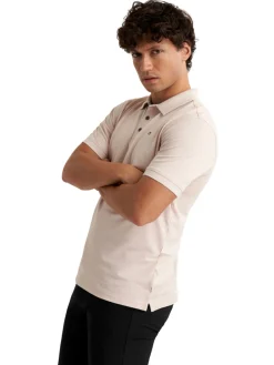 Calvin Klein Cotton Blend Quad Polo - Stone