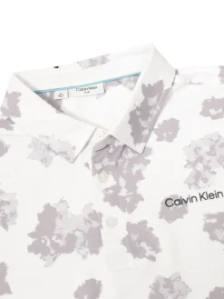 Calvin Klein Cyber Floral Print Polo Shirt - White