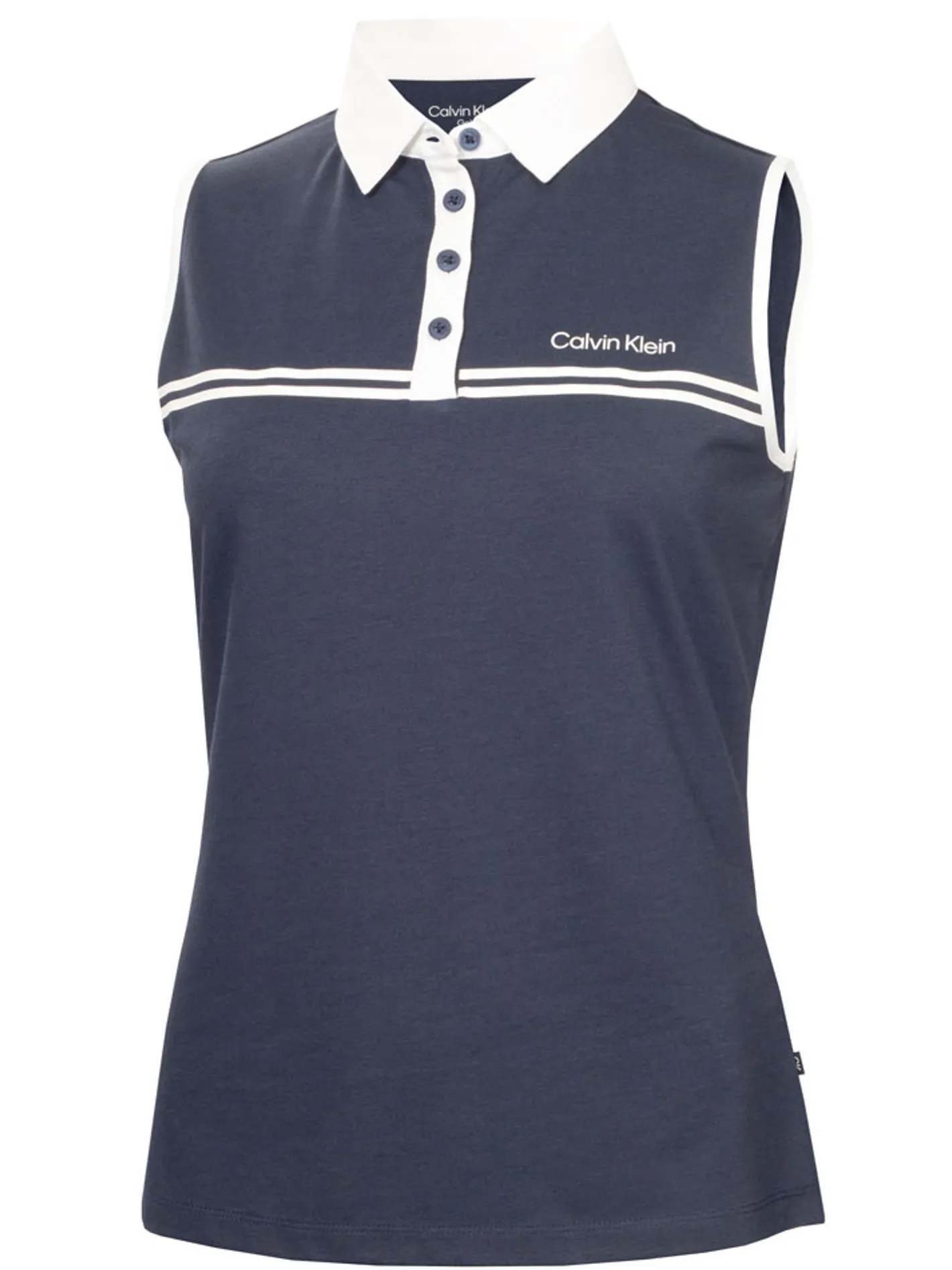 Women Calvin Klein Womens Bellevue Sleeveless Polo Shirt - Navy