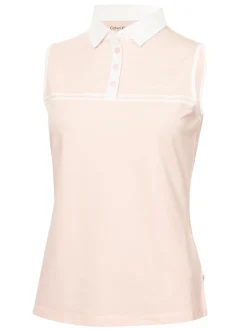 Women Calvin Klein Womens Bellevue Sleeveless Polo Shirt - Shell Pink