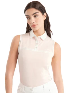 Women Calvin Klein Womens Bellevue Sleeveless Polo Shirt - Shell Pink