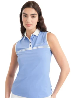 Women Calvin Klein Womens Bellevue Sleeveless Polo Shirt - Cornflower Blue