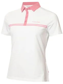 Women Calvin Klein Womens Bellevue Polo Shirt - White/Powder Pink