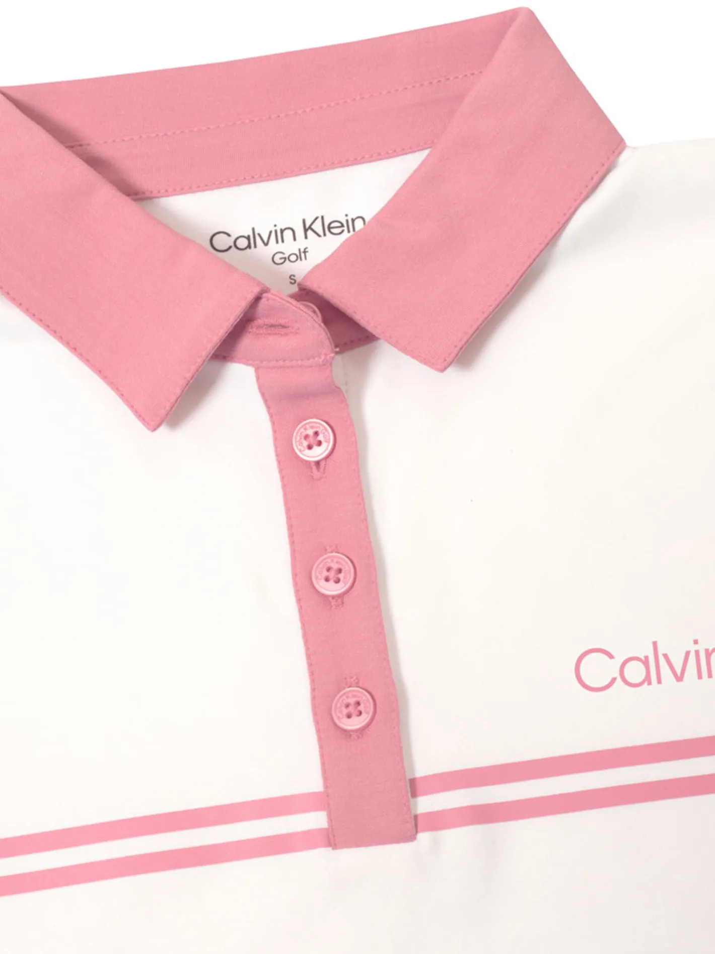 Women Calvin Klein Womens Bellevue Polo Shirt - White/Powder Pink