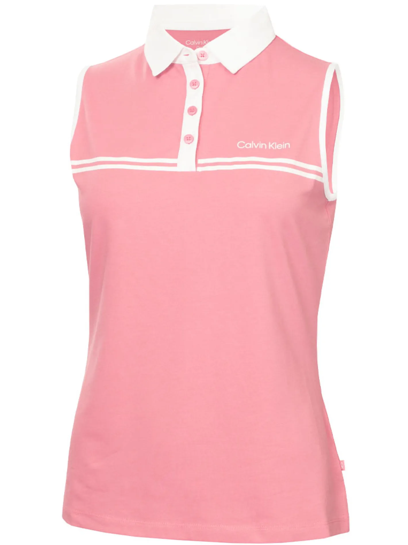 Women Calvin Klein Womens Bellevue Sleeveless Polo Shirt - Powder Pink