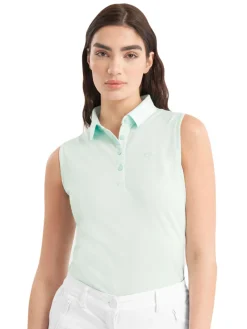 Women Calvin Klein Womens Brightmeadow Sleeveless Polo Shirt - Light Jade