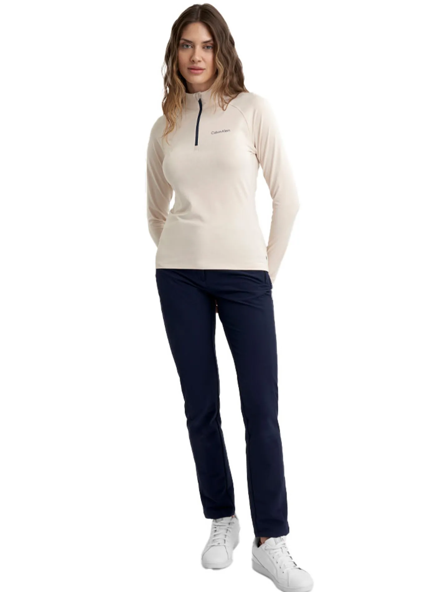 Women Calvin Klein Womens Dakota Quarter Zip Top - Tapioca