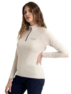 Women Calvin Klein Womens Dakota Quarter Zip Top - Tapioca