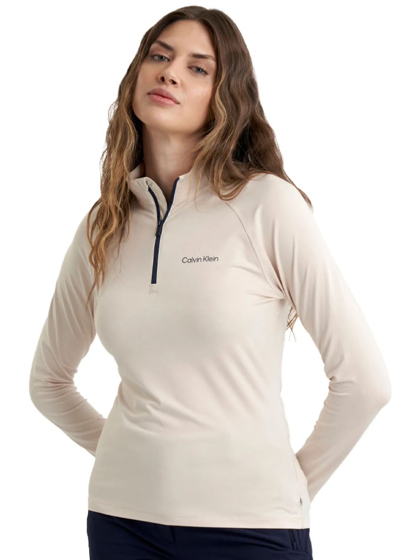 Women Calvin Klein Womens Dakota Quarter Zip Top - Tapioca